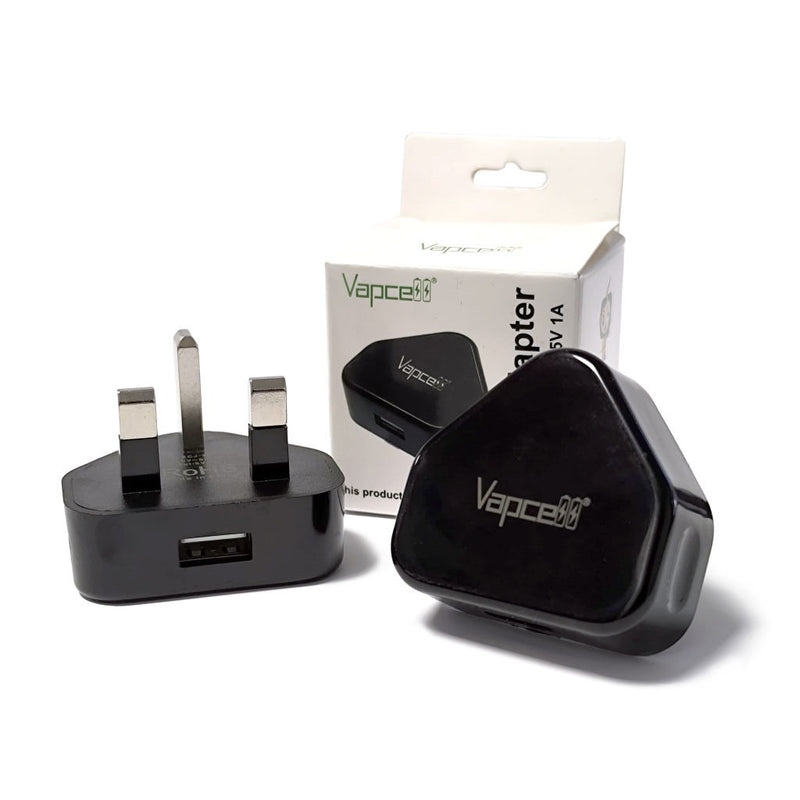 Vapcell UK Plug USB Adapter 5V 1A Black